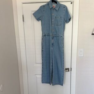 Denim Short Sleeve Jumpsuit